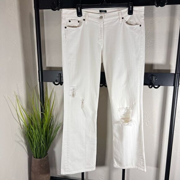 J. Crew straight leg distressed denim jeans white size 8 short - Picture 2 of 14